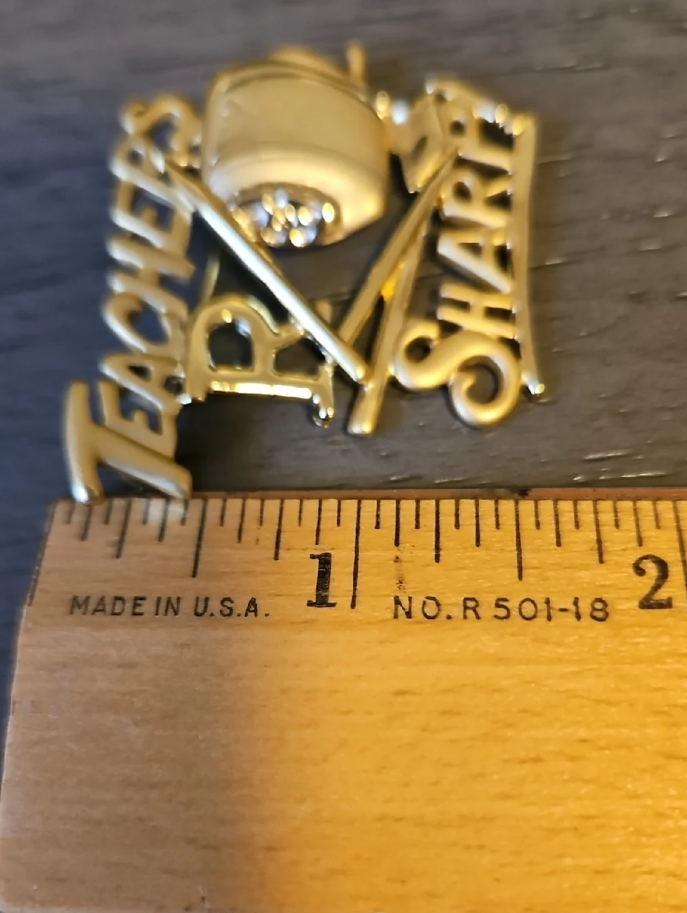 Vintage 80s AJC Brooche Teachers R Sharp Gold Tone EUC Gift Lapel Art
